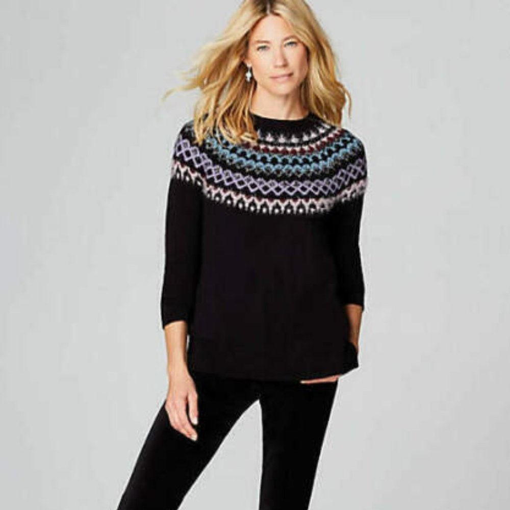 J Jill Multi Colored Fair Isle Sweater